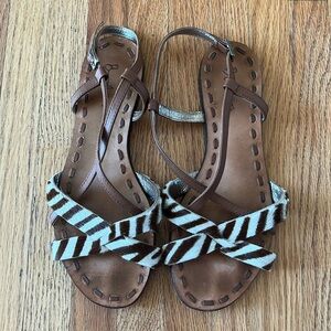 Boden Strapy Zebra Leather Sandals Size 37